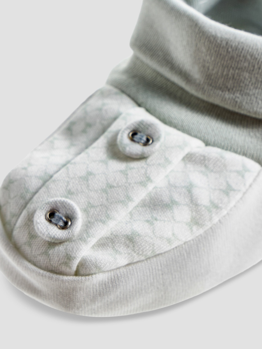Printed Booties with Button Detail