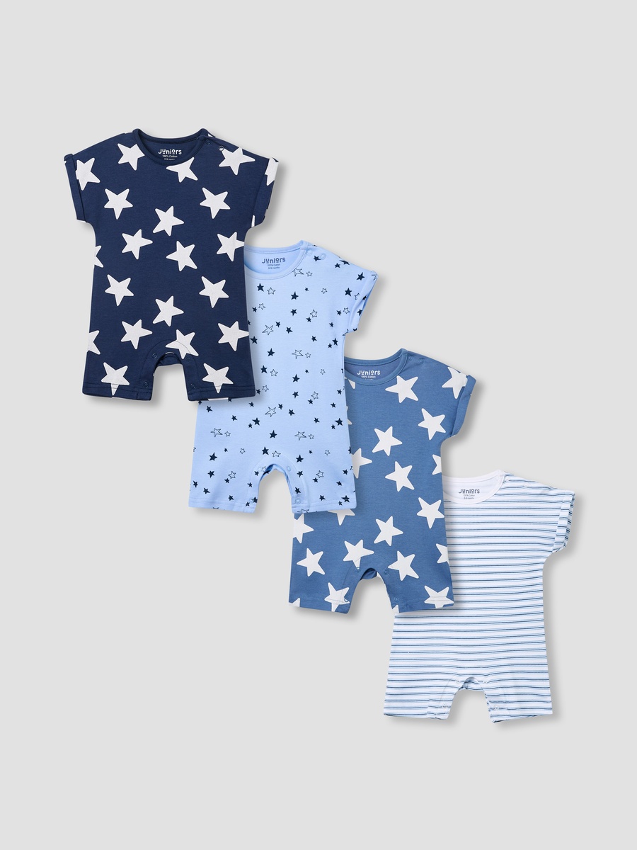 Printed Romper with Short Sleeves - Set of 4