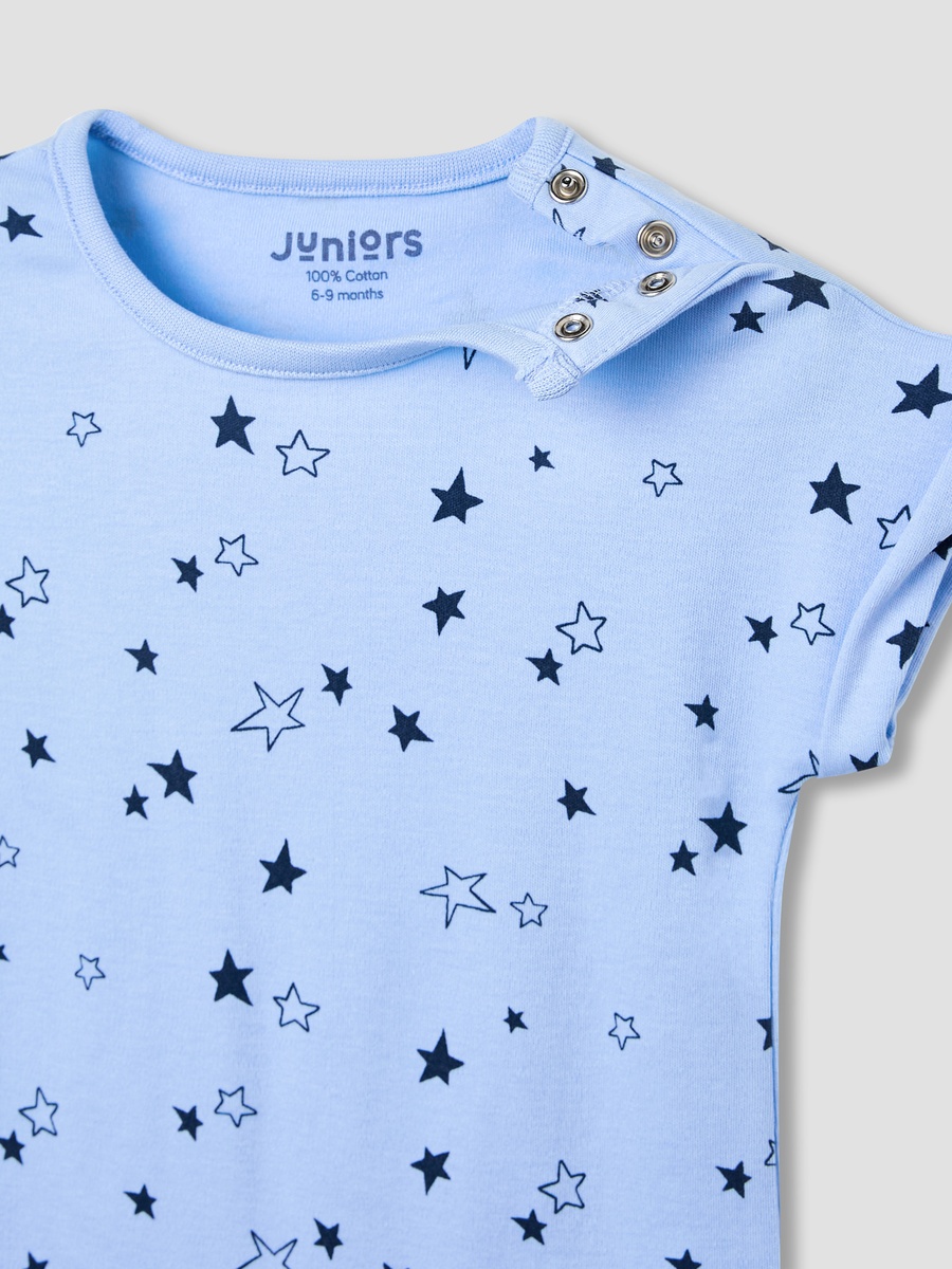 Printed Romper with Short Sleeves - Set of 4