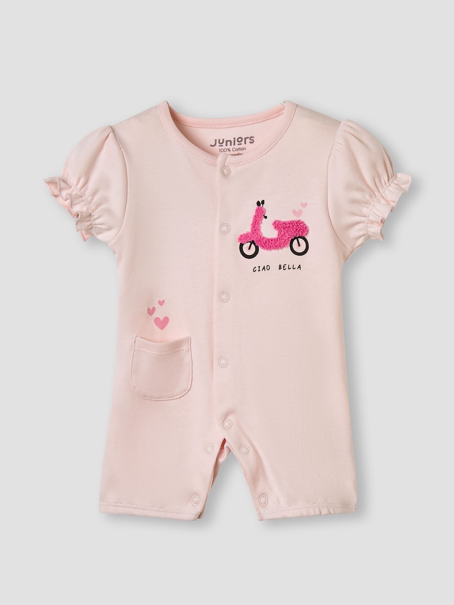Scooter Applique Romper with Puff Sleeves