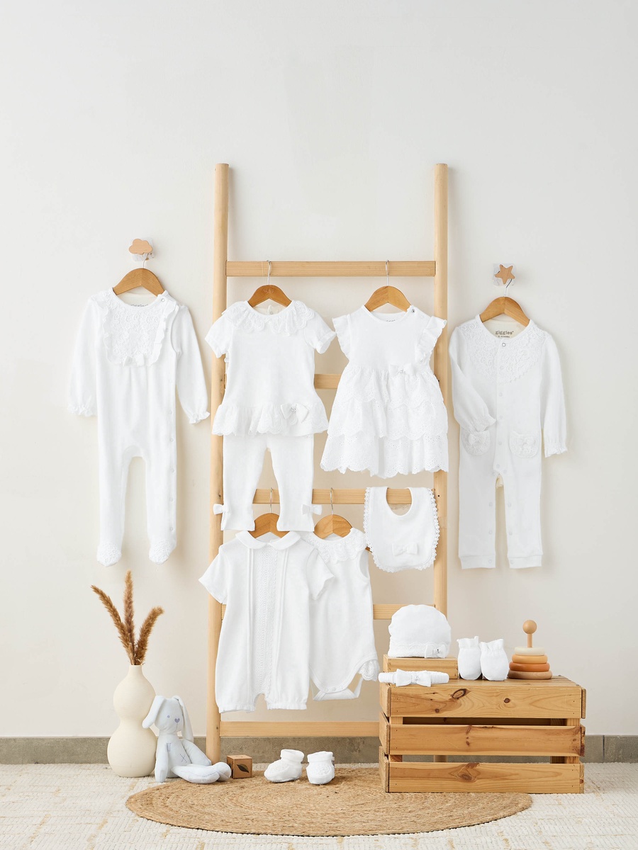 Lace Accent Closed Feet Sleepsuit with Long Sleeves
