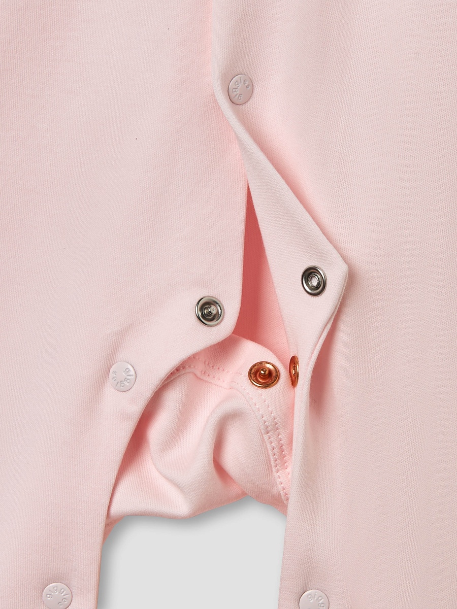 Smocked and Bow Accent Collared Sleepsuit