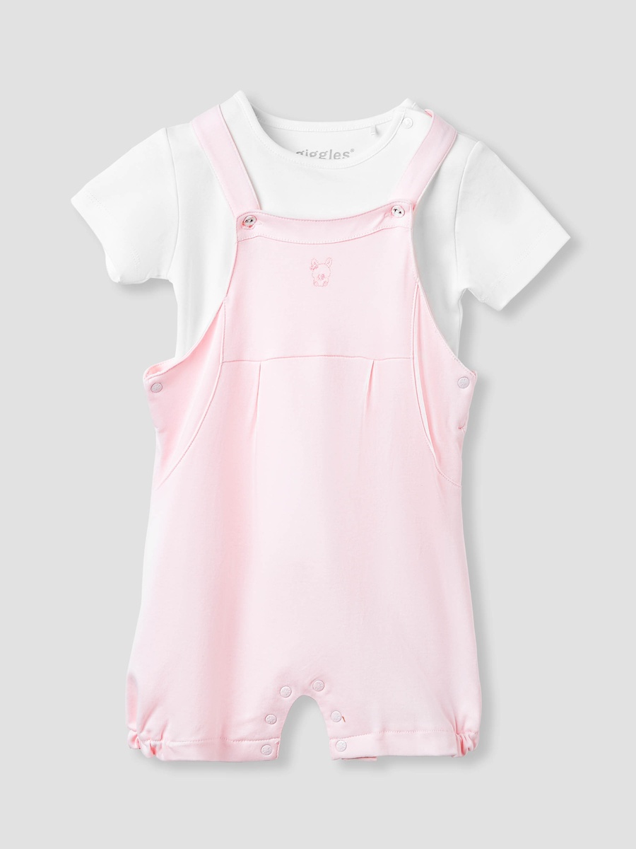 Embroidered Dungaree and T-Shirt Set