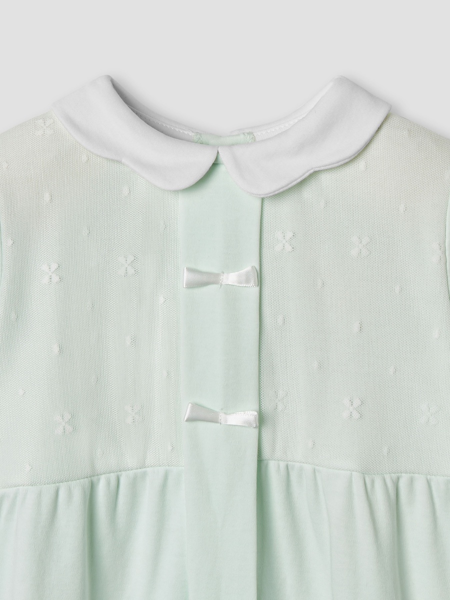Bow Accent Closed Feet Sleepsuit with Long Sleeves