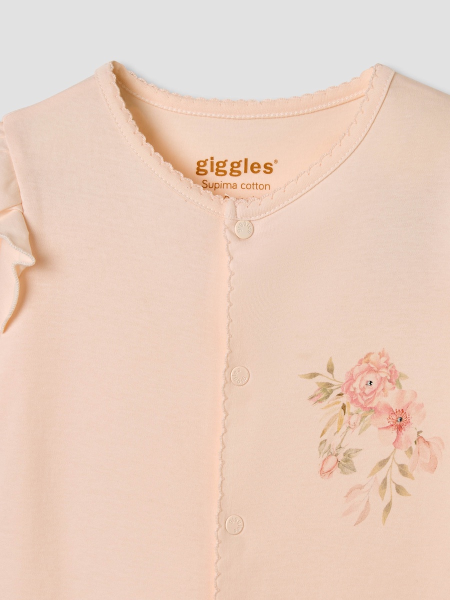 Floral Print Sleepsuit with Ruffle Detail