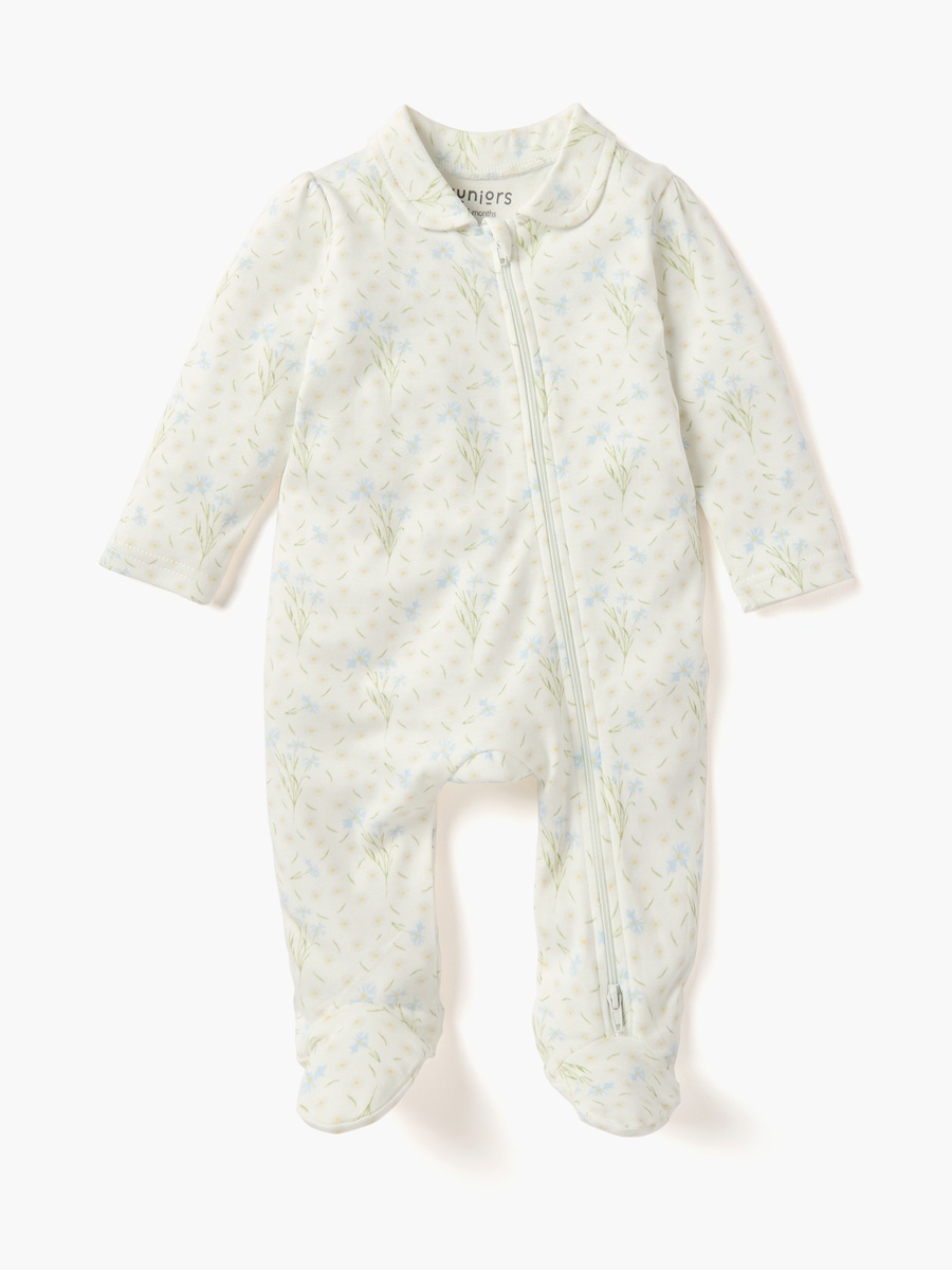 Printed Sleepsuit with Collar and Zip Closure
