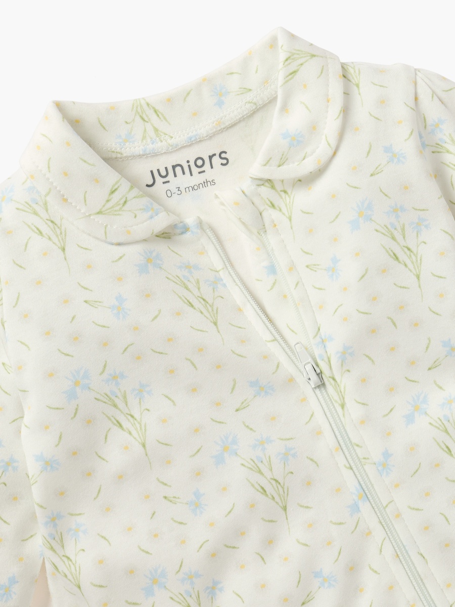 Printed Sleepsuit with Collar and Zip Closure