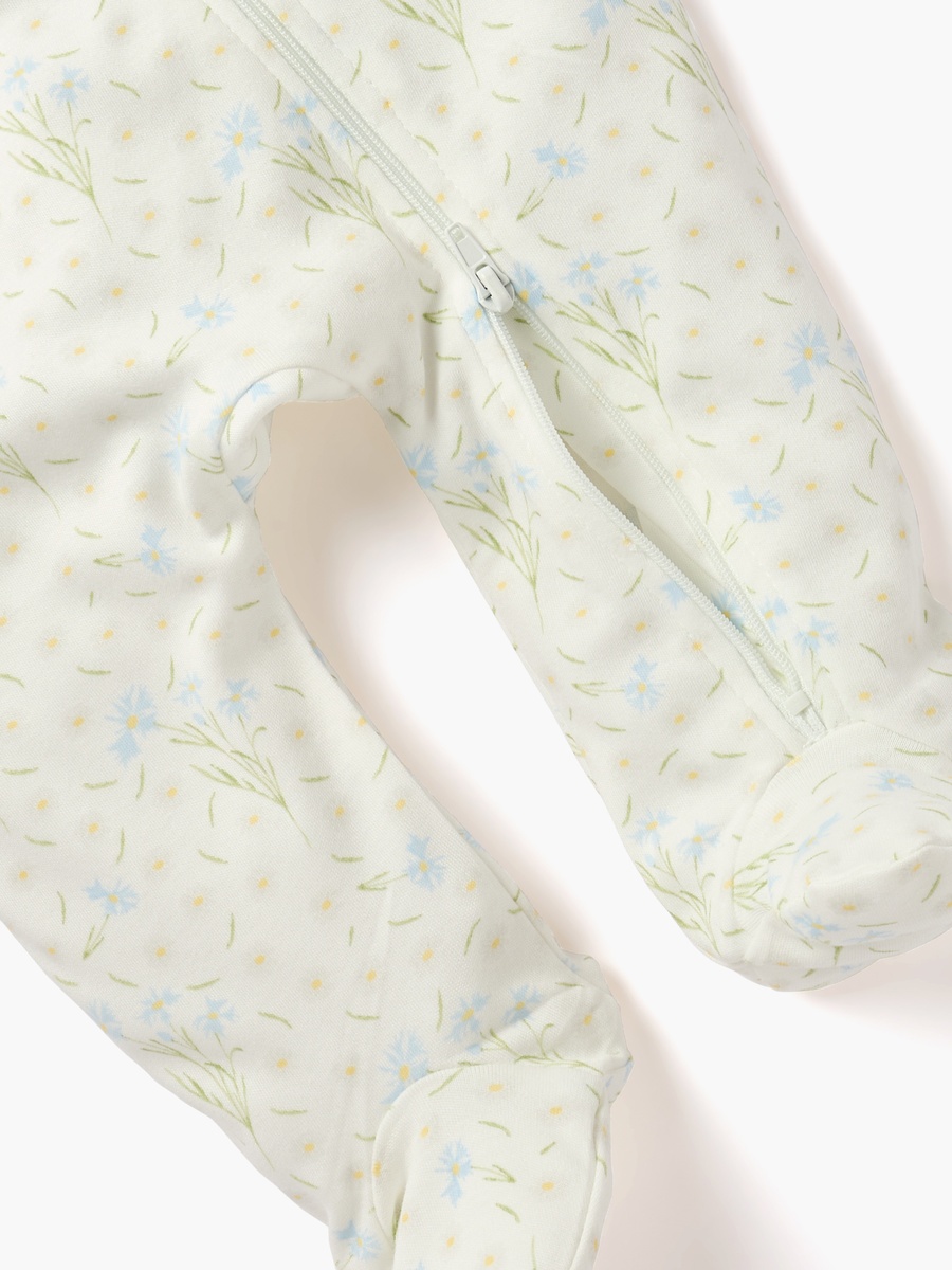 Printed Sleepsuit with Collar and Zip Closure