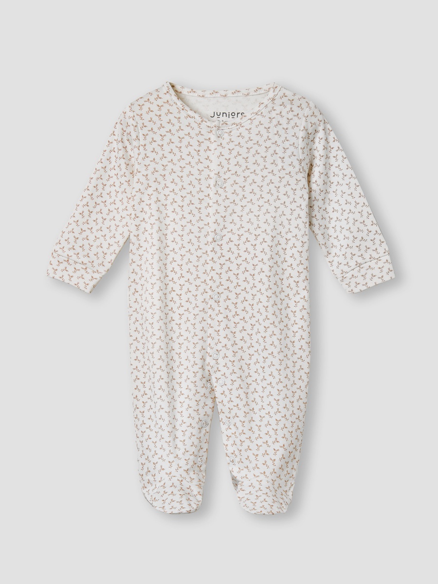 Leaf Print Sleepsuit with Long Sleeves