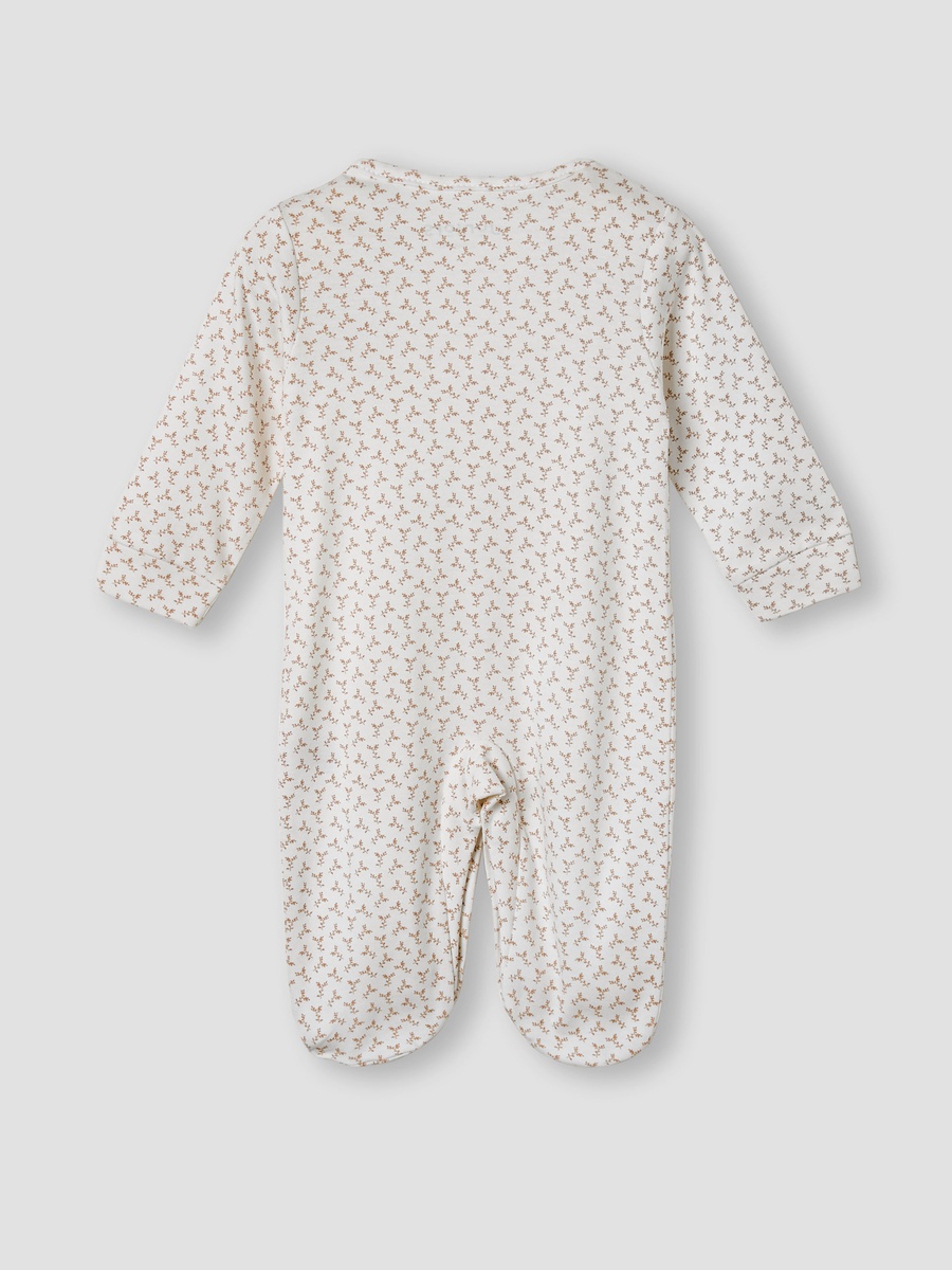 Leaf Print Sleepsuit with Long Sleeves