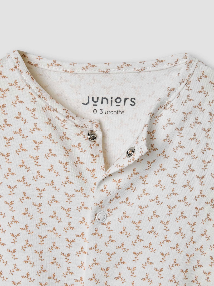 Leaf Print Sleepsuit with Long Sleeves