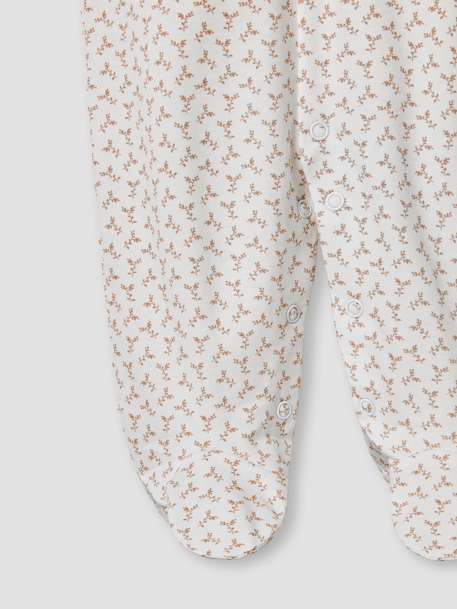 Leaf Print Sleepsuit with Long Sleeves