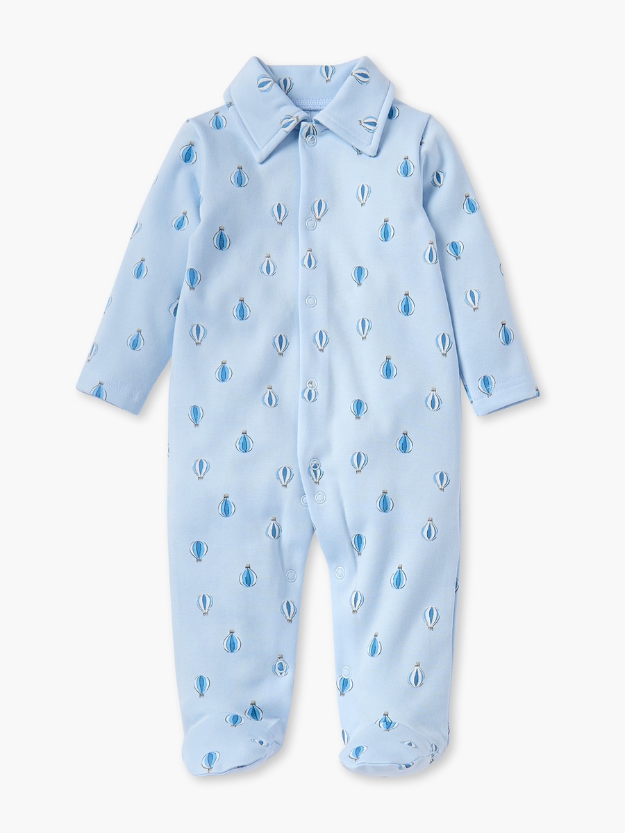 All-Over Air Balloon Print Closed Feet Sleepsuit with Long Sleeves
