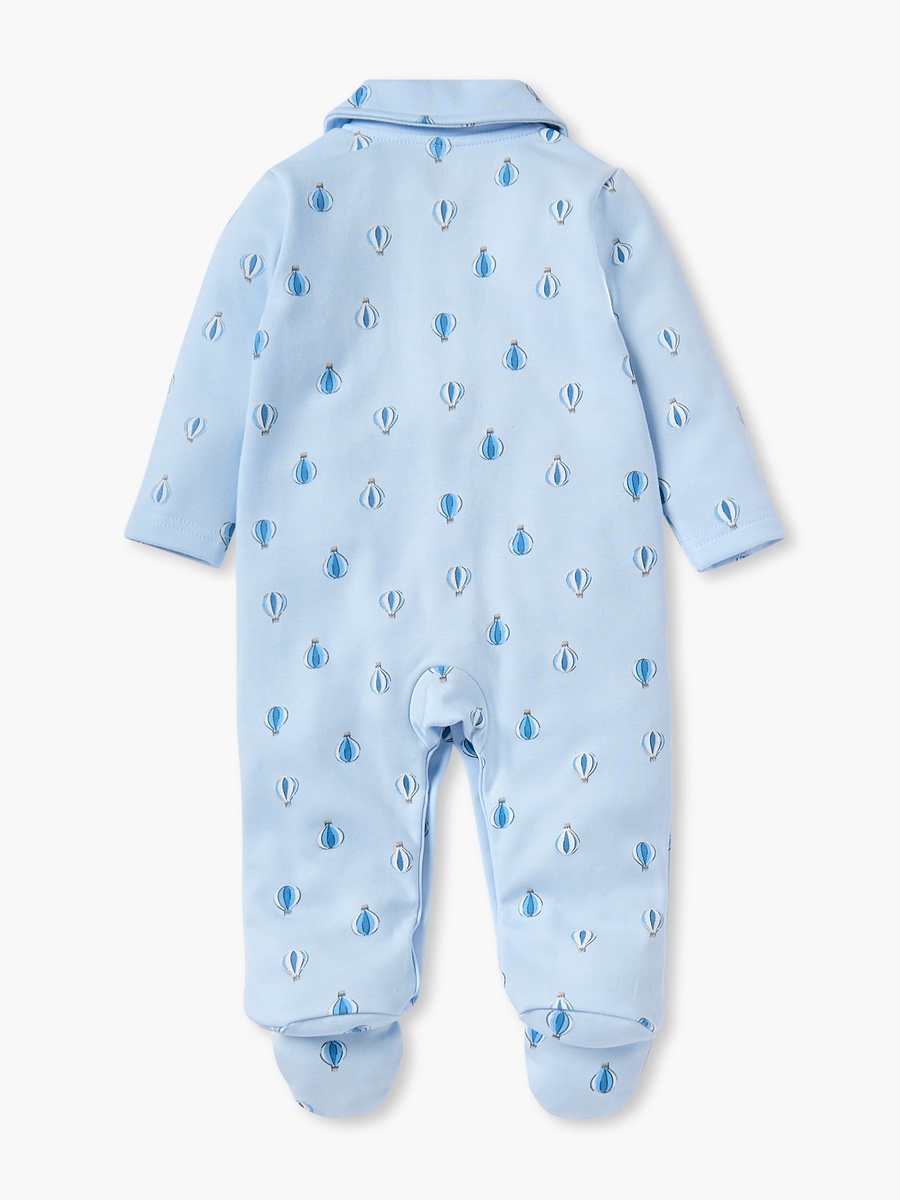 All-Over Air Balloon Print Closed Feet Sleepsuit with Long Sleeves