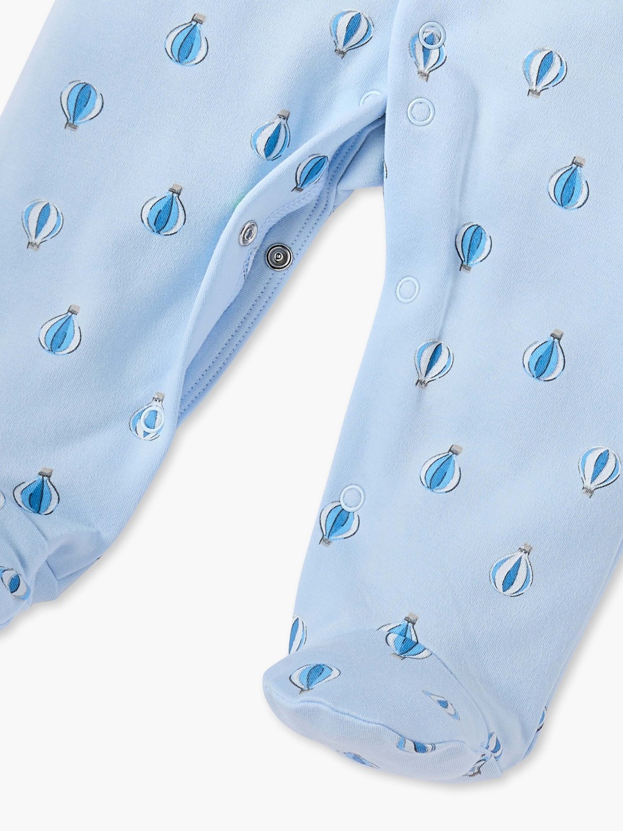 All-Over Air Balloon Print Closed Feet Sleepsuit with Long Sleeves