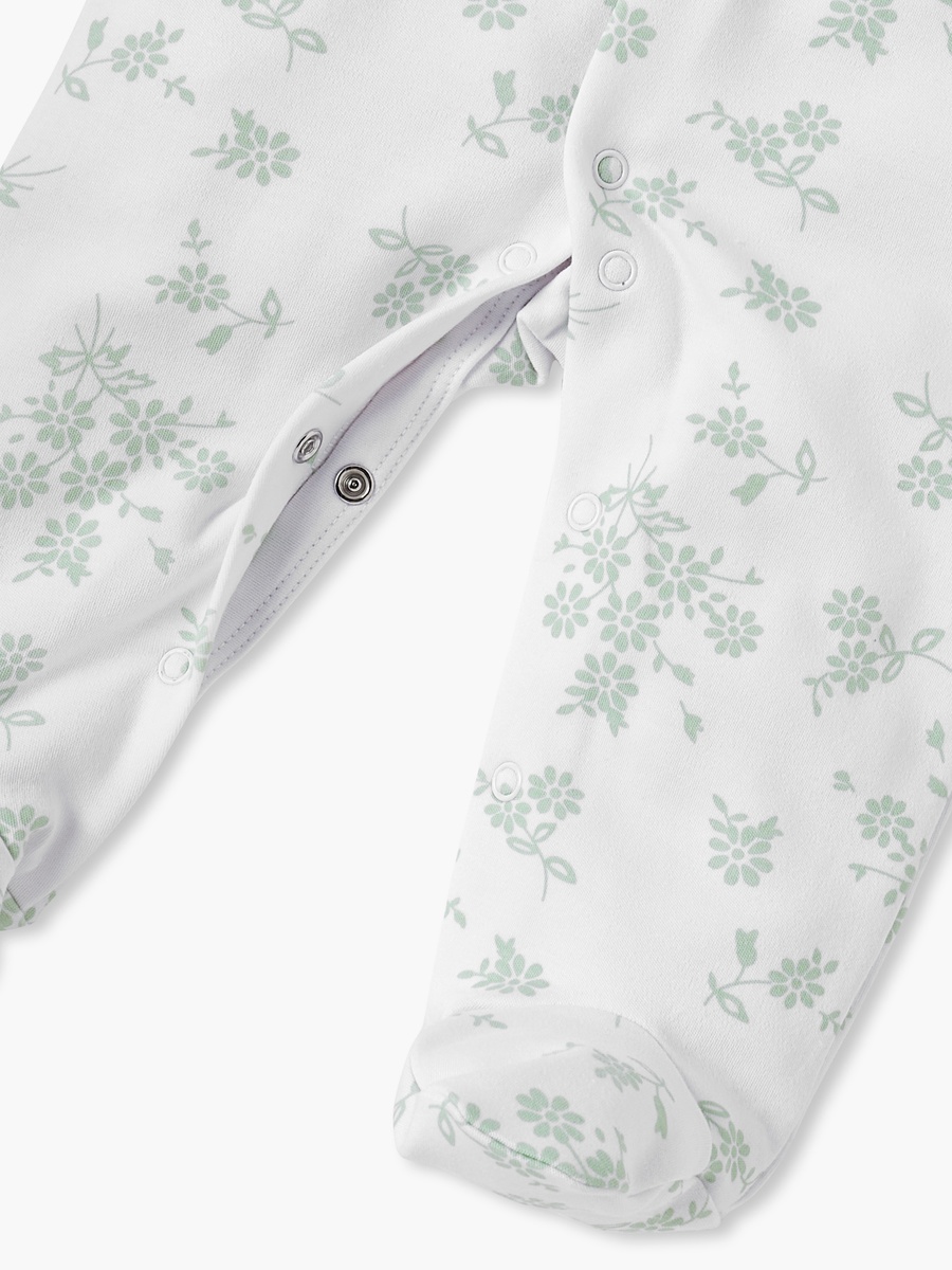 Floral Print Sleepsuit with Long Sleeves and Button Closure