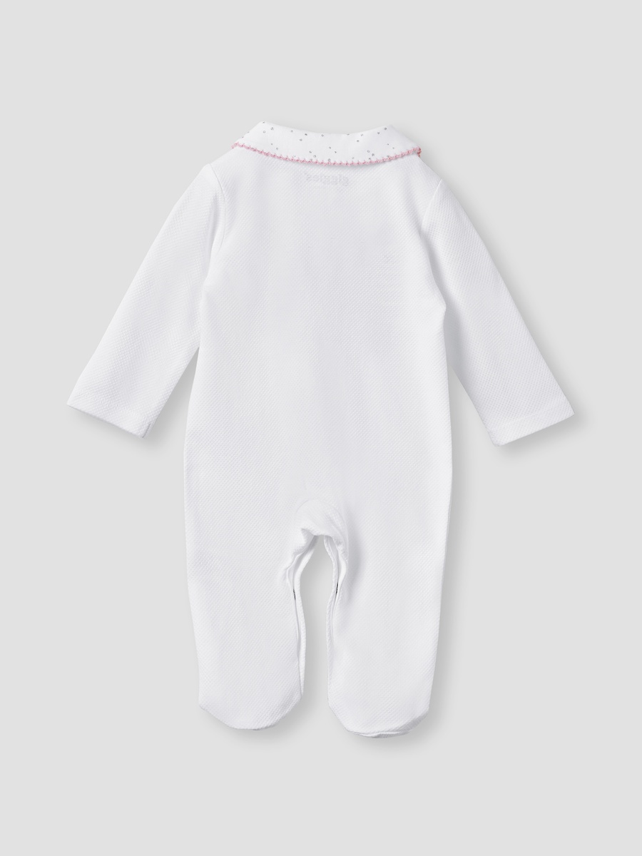 Embroidered Sleepsuit with Long Sleeves and Button Closure