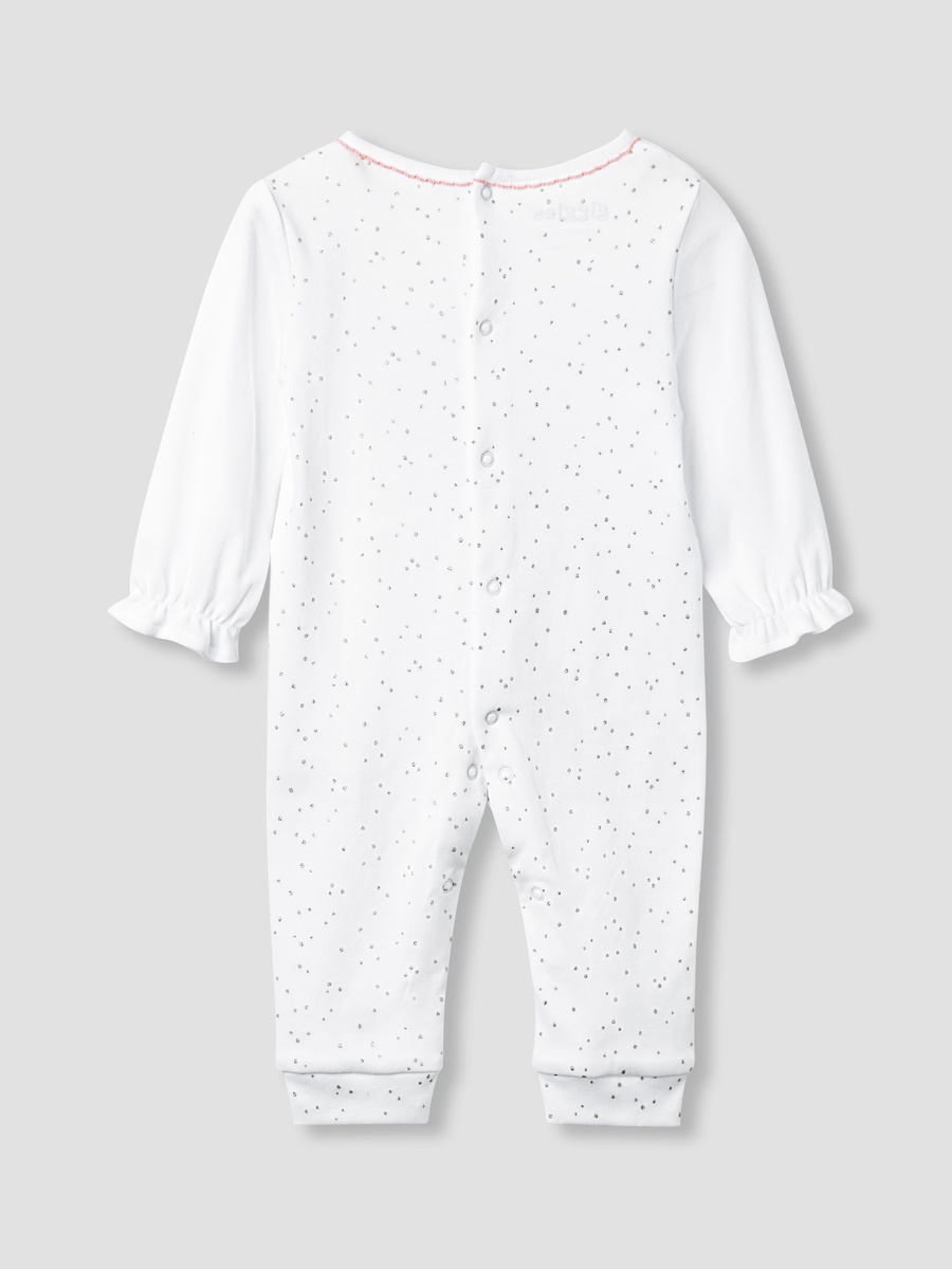 Embroidered Sleepsuit with Long Sleeves and Button Closure