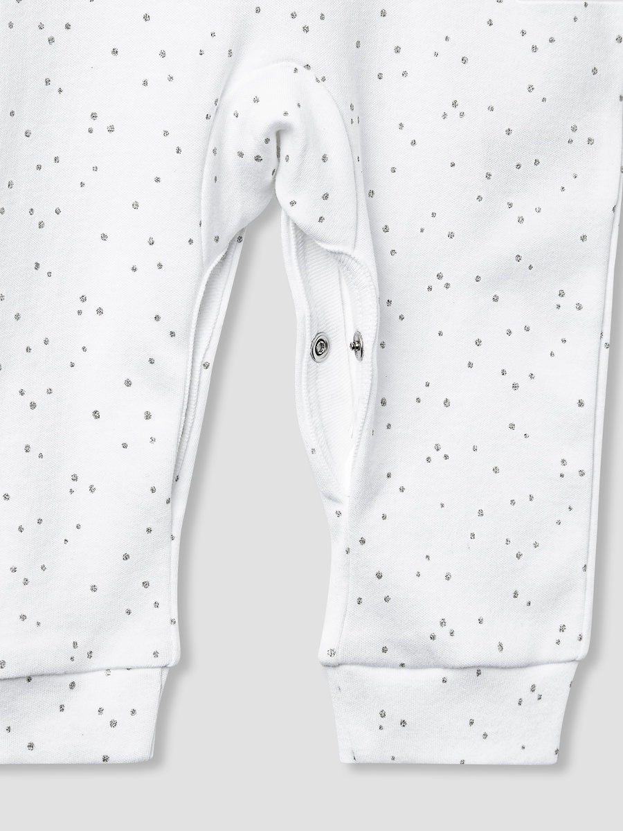 Embroidered Sleepsuit with Long Sleeves and Button Closure