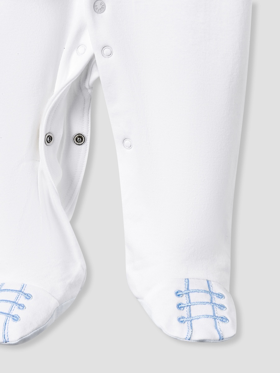Striped Sleepsuit with Long Sleeves and Button Closure