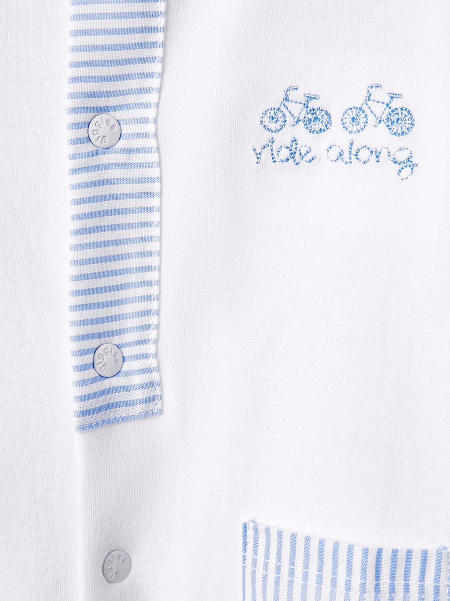 Striped Sleepsuit with Long Sleeves and Button Closure
