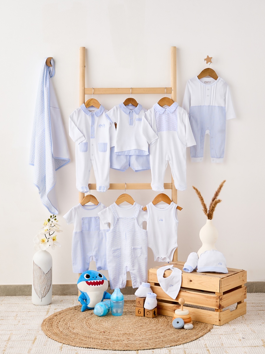 Striped Sleepsuit with Long Sleeves and Button Closure