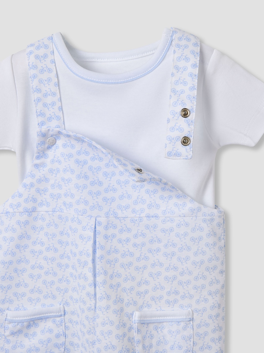 Cycle Print Dungaree and T-Shirt Set