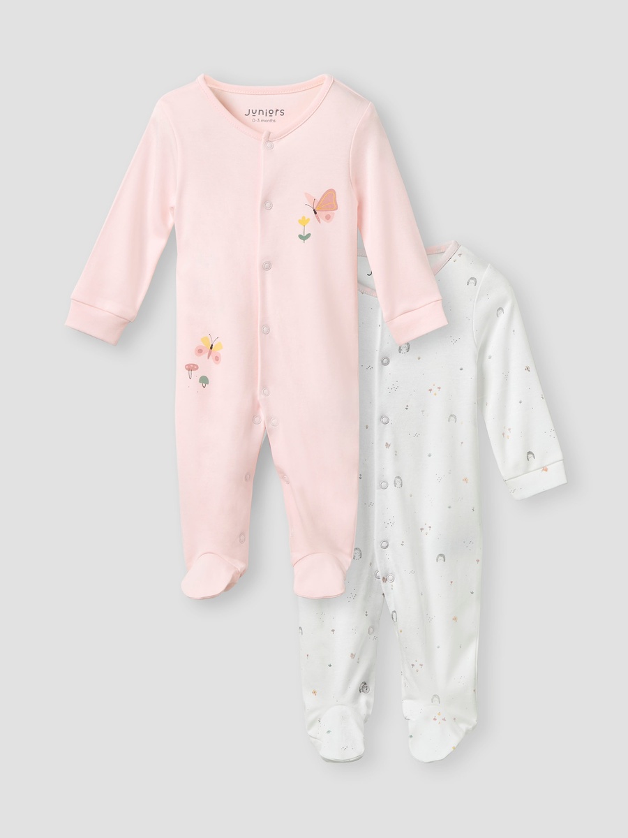 Printed Sleepsuit with Long Sleeves - Set of 2
