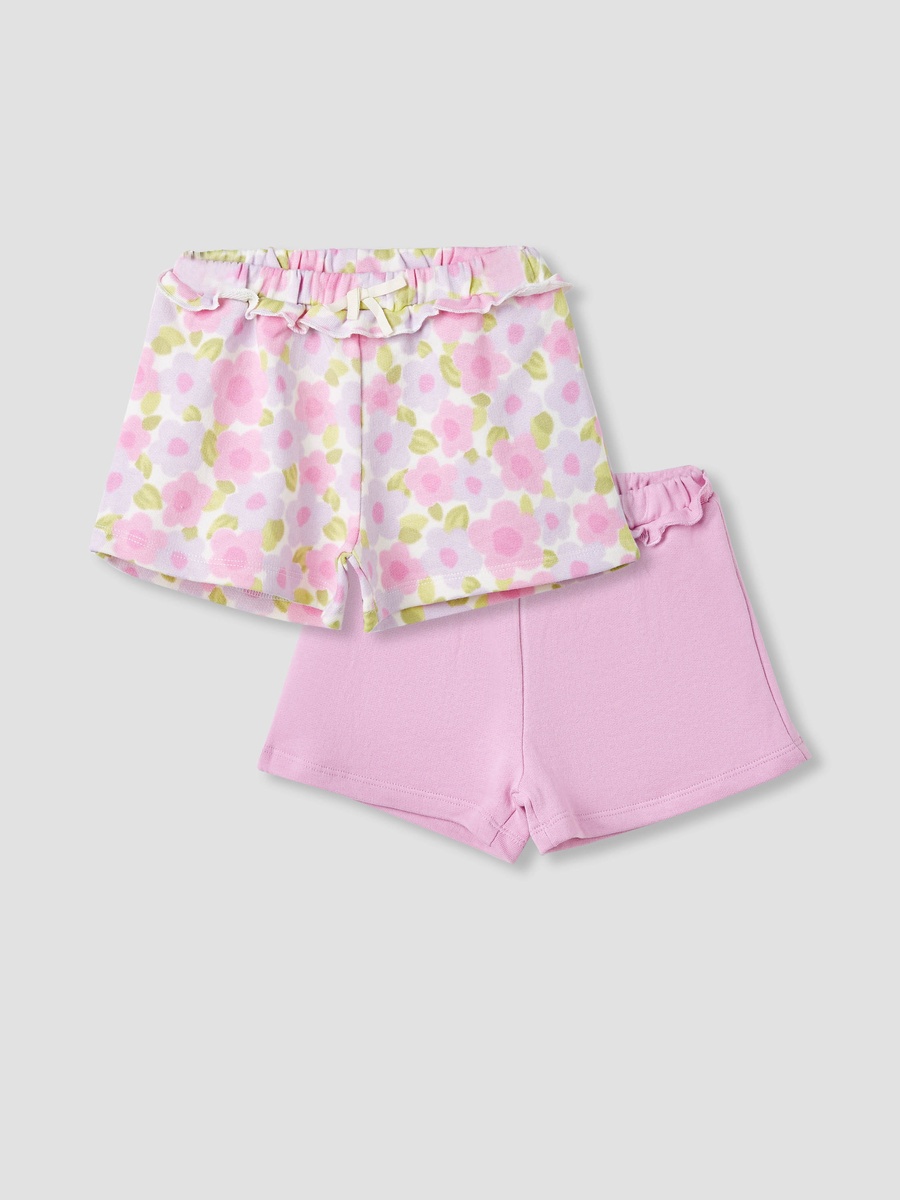 Ruffle Detail Shorts with Elasticated Waistband - Set of 2