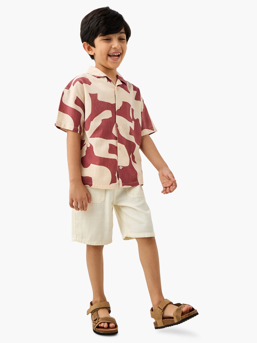 All-Over Print Camp Collar Shirt with Short Sleeves