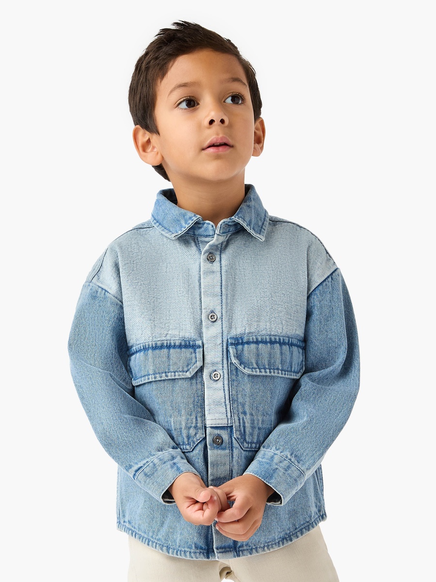 Panelled Denim Shirt with Pockets