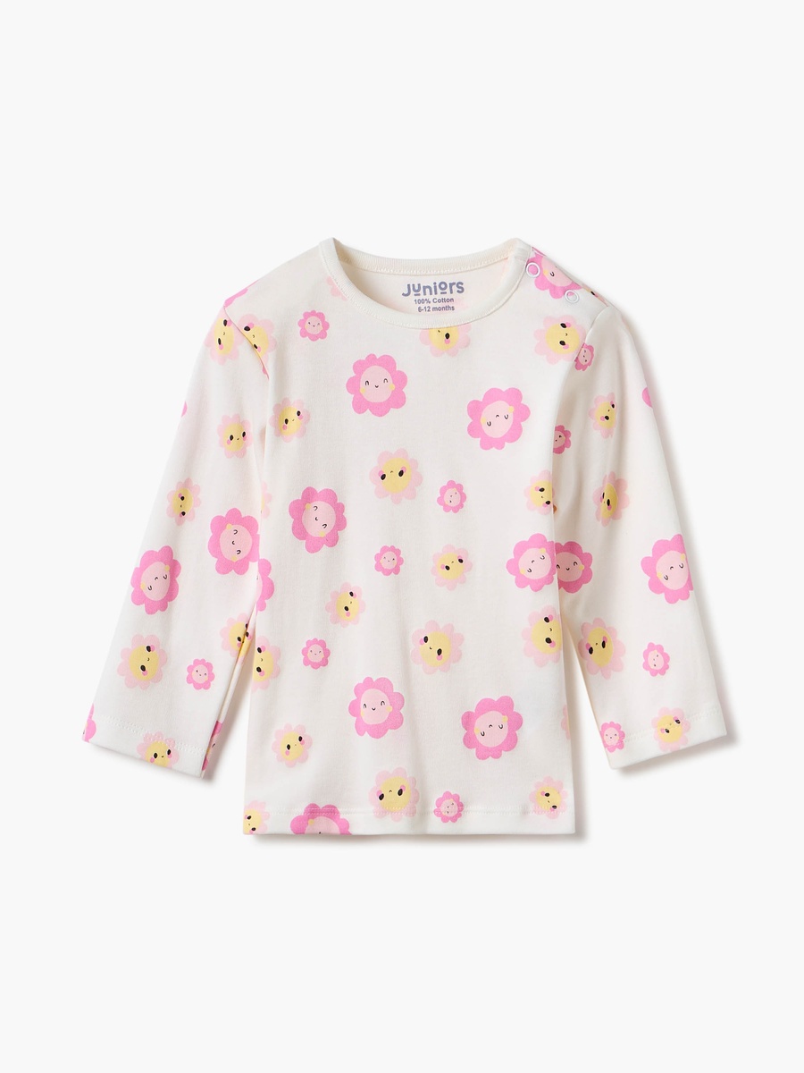 Floral Print Long Sleeve T-Shirt and Pyjamas - Set of 4