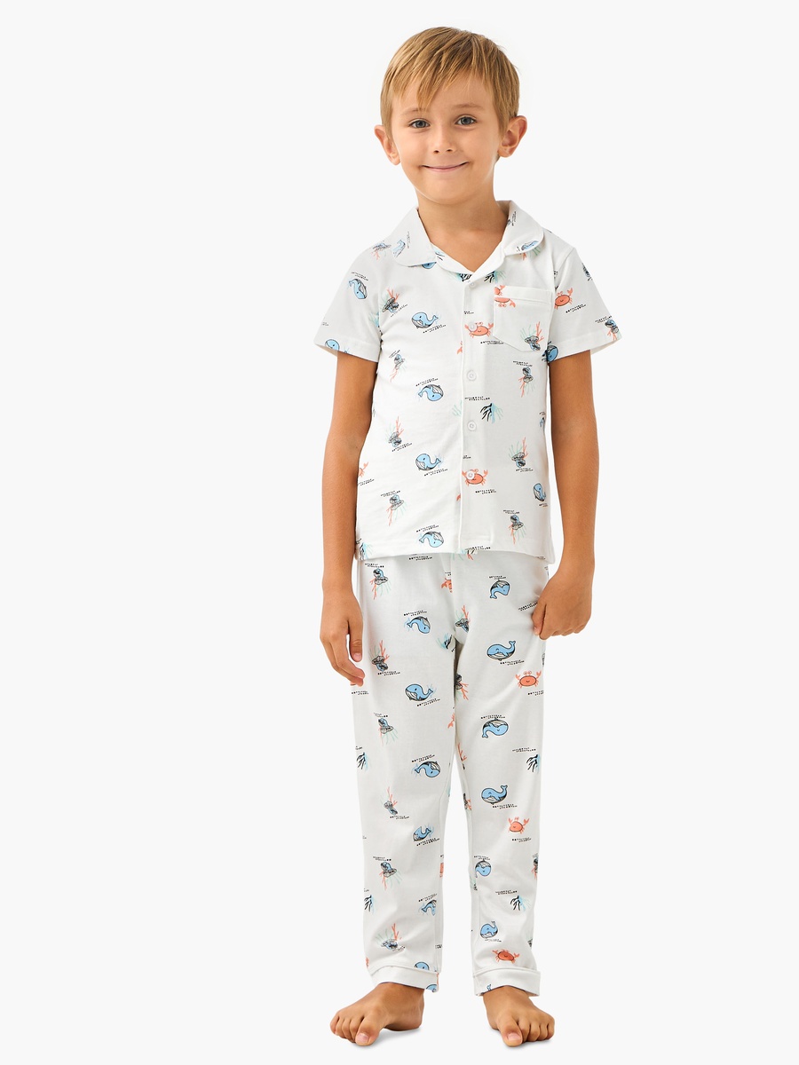 Sea Life Print Shirt and Pyjama Set