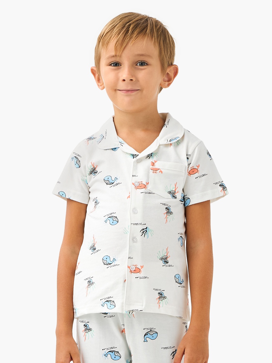 Sea Life Print Shirt and Pyjama Set