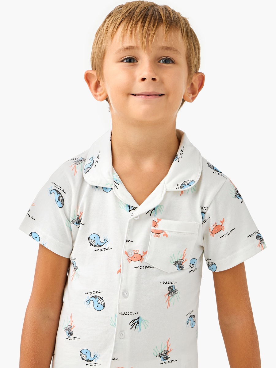 Sea Life Print Shirt and Pyjama Set