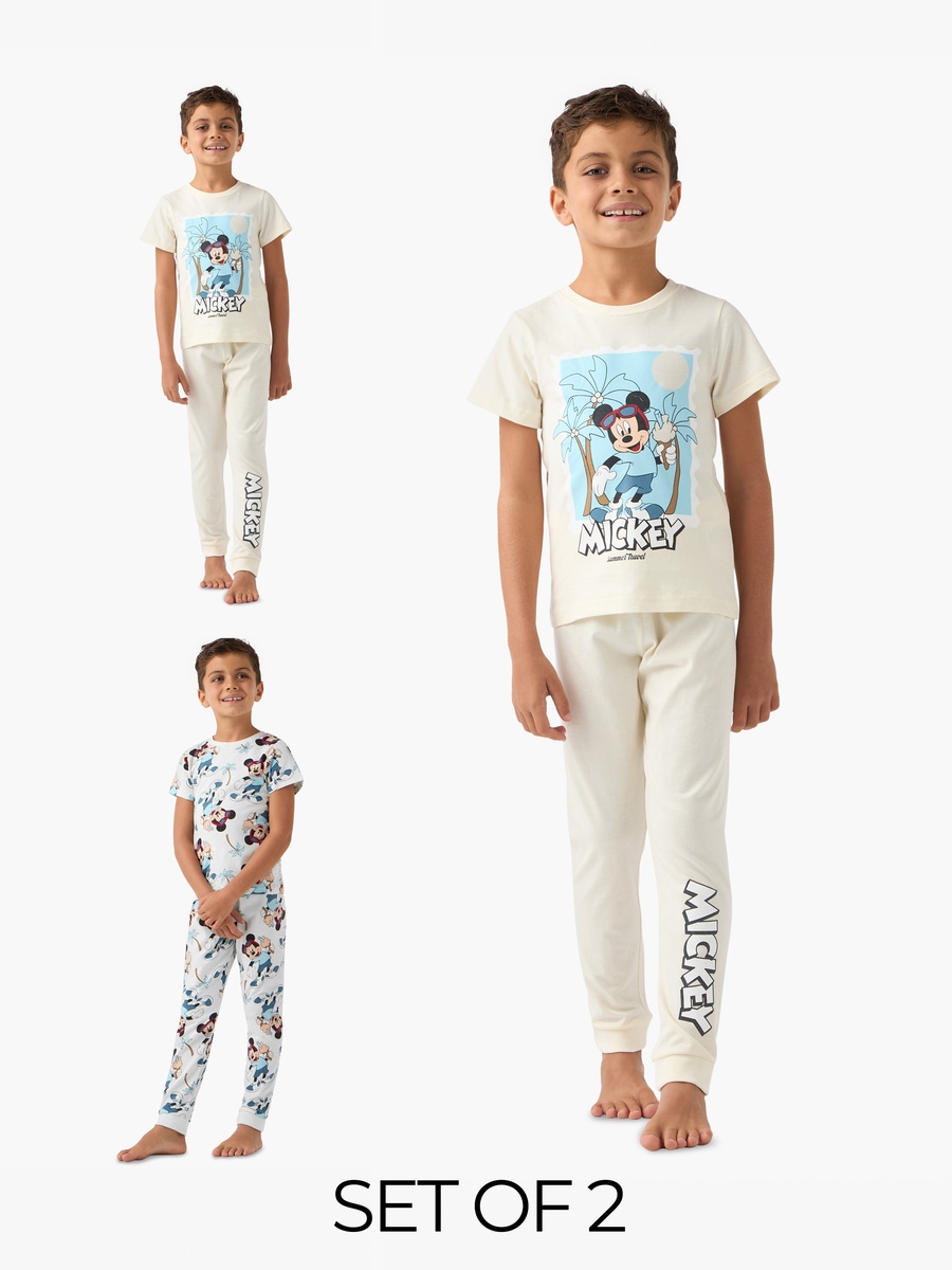 Mickey Mouse Printed T-Shirt and Pyjamas - Set of 2