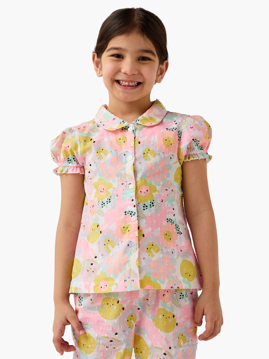 Printed Shirt and Pyjama Set