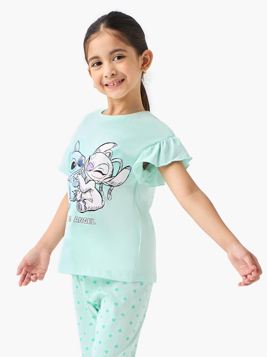 Stitch and Angel Print T-Shirt and Pyjama Set