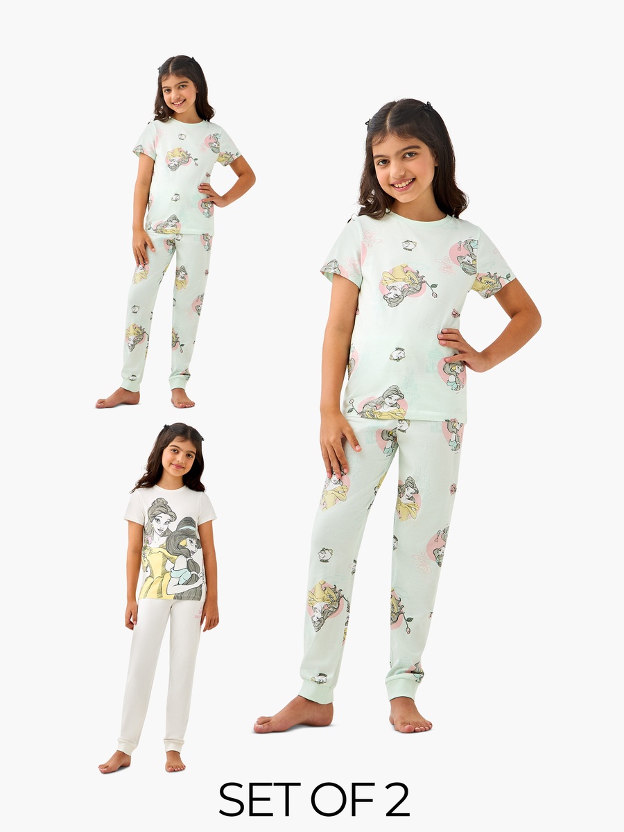 Princess Print T-Shirts and Pyjamas - Set of 2