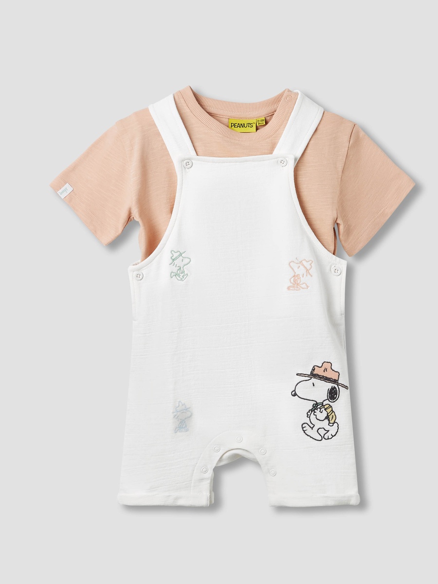 Snoopy Print Dungaree and T-Shirt Set