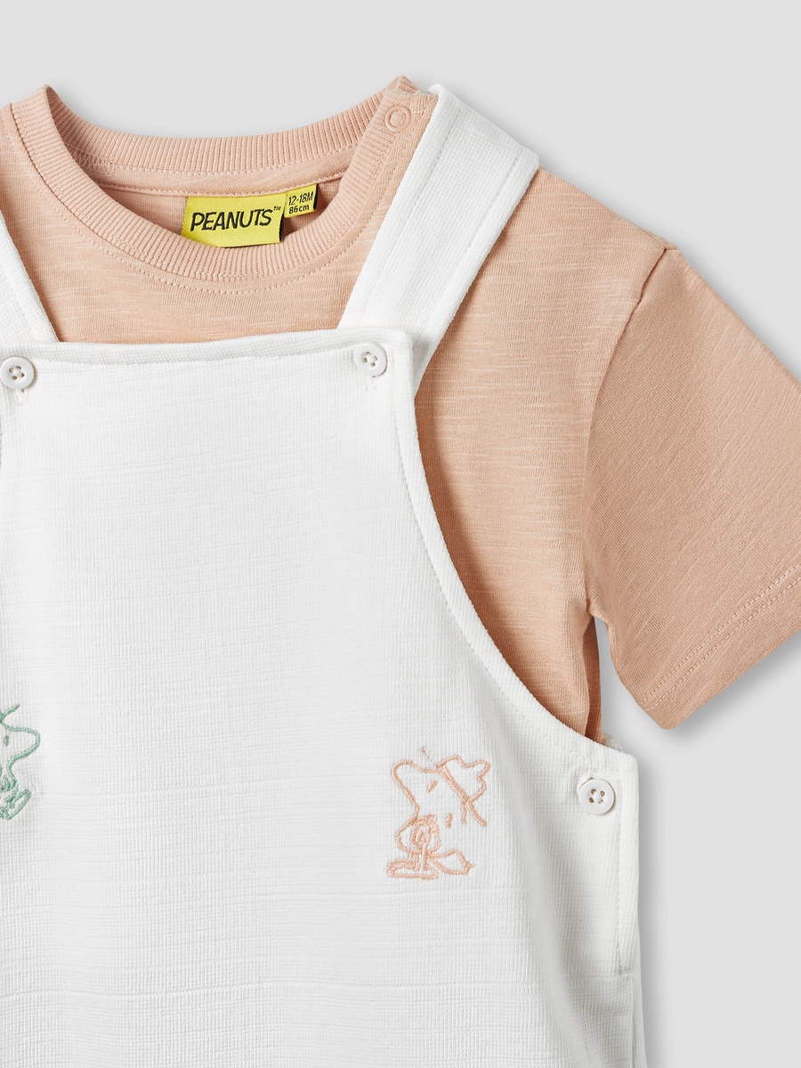 Snoopy Print Dungaree and T-Shirt Set