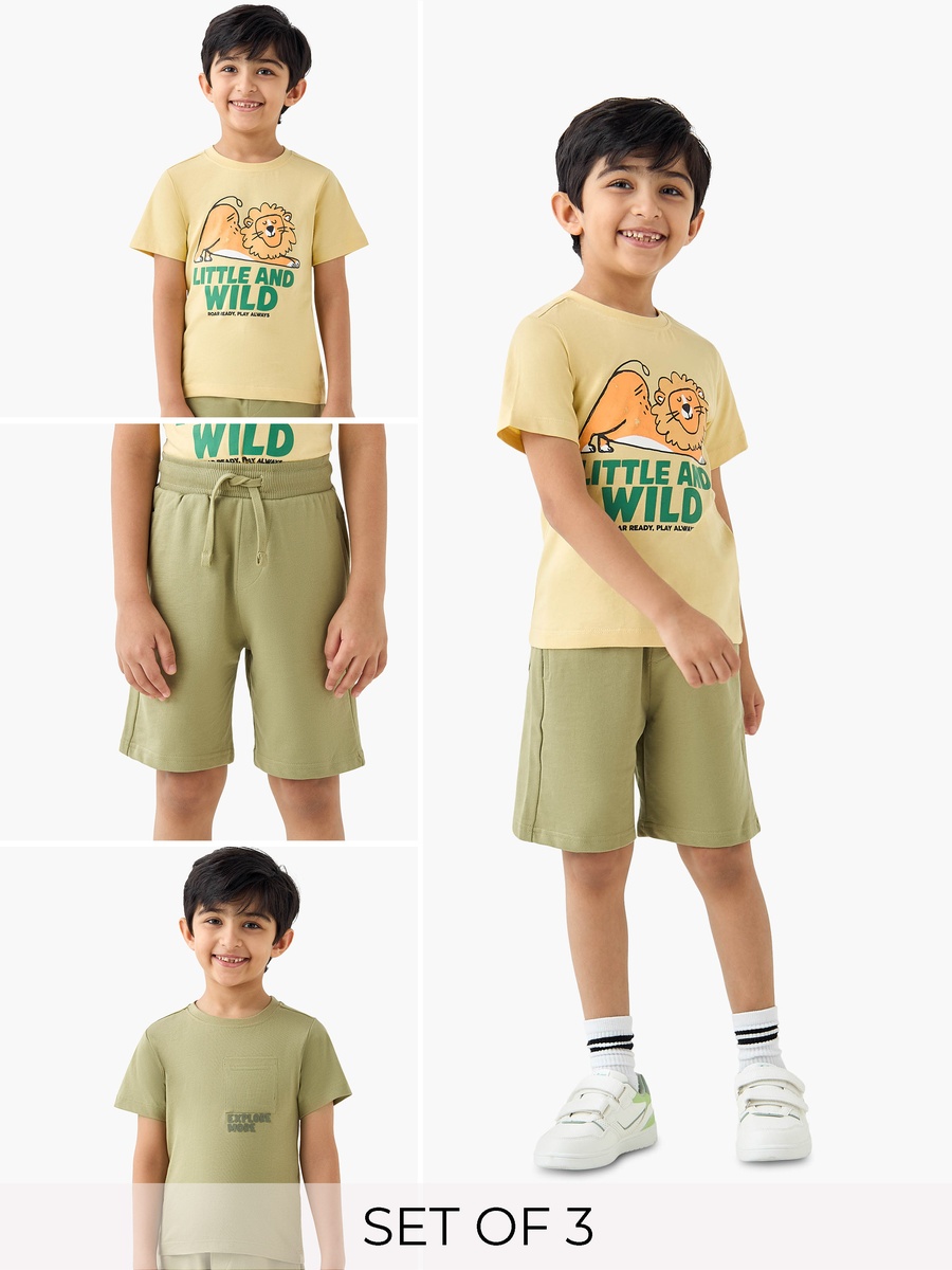 3-Piece Printed T-Shirt and Shorts Set