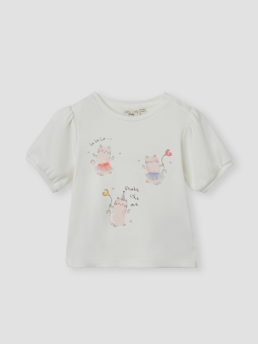 Cat Print Top with Crew Neck and Headband Set