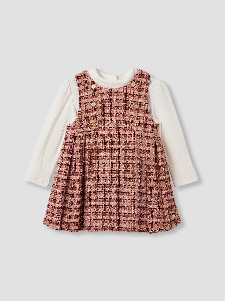 Textured Pinafore with Top and Tights