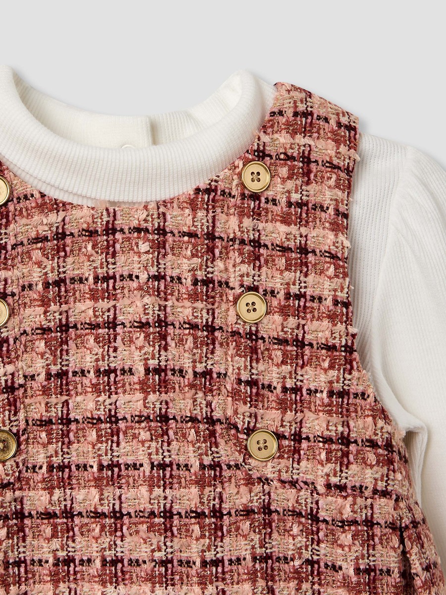 Textured Pinafore with Top and Tights