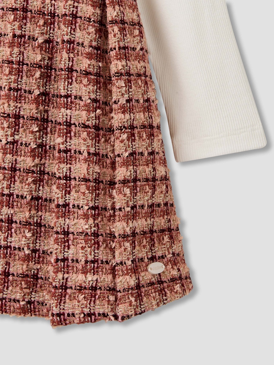 Textured Pinafore with Top and Tights