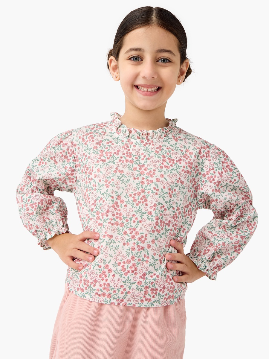 Floral Print Top with Peplum Jacket and Pants