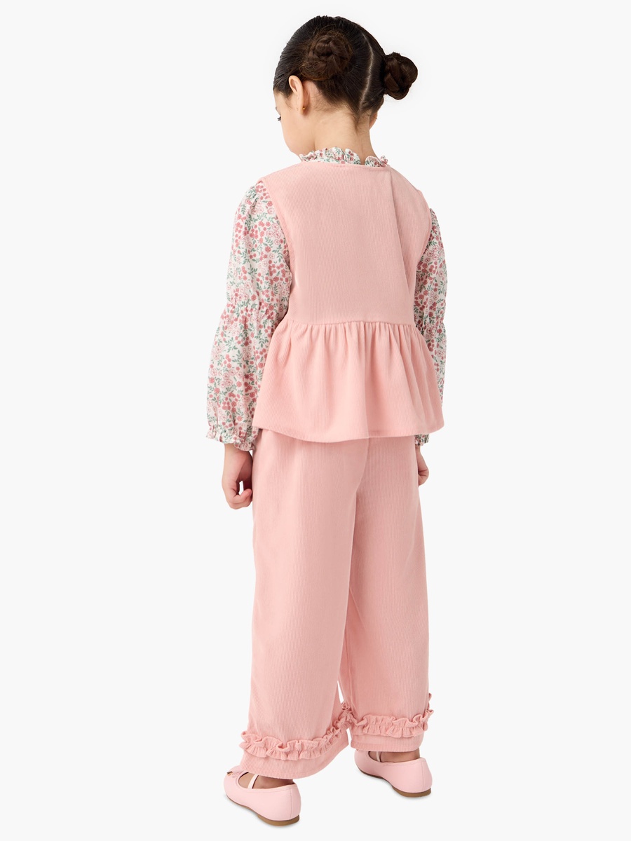 Floral Print Top with Peplum Jacket and Pants