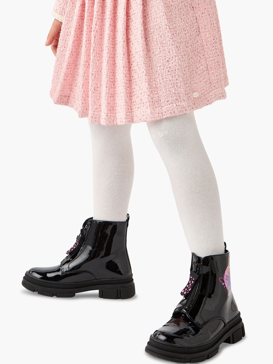 Bow Accent Jacket with Pleated Skirt and Tights