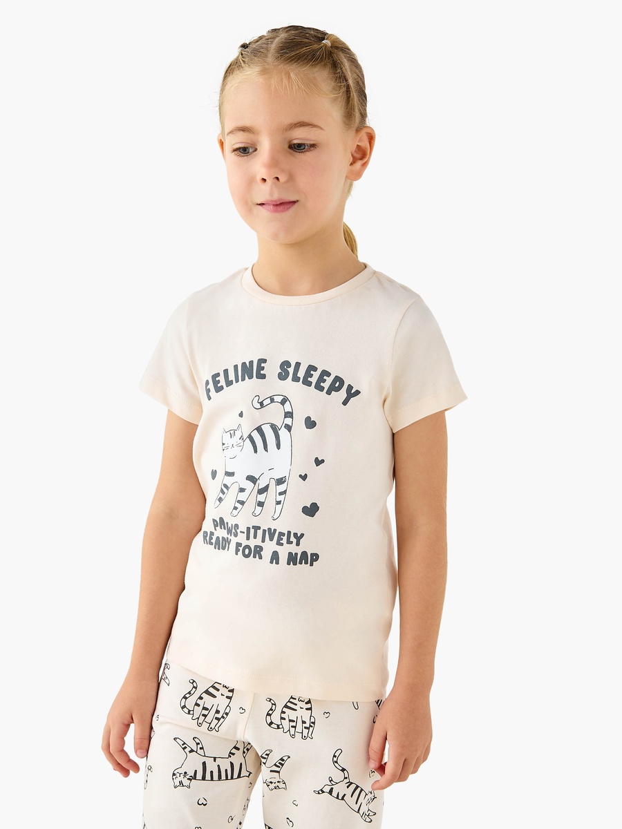 Cat Print T-Shirt and Leggings Set